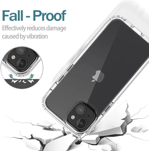 Vista 7 de Funda para iPhone 13 Mini con protector de pantalla de vidrio templado, suave 360 cuerpo completo, a prueba de golpes, híbrida, transparente