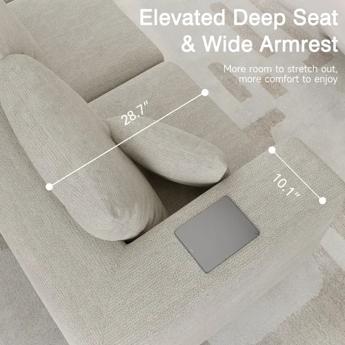 Vista 4 de Sofá modular de 152 pulgadas, sofás grandes sin hueso para sala de estar, moderna pana de felpa, sofá de nube seccional de gran tamaño con asiento