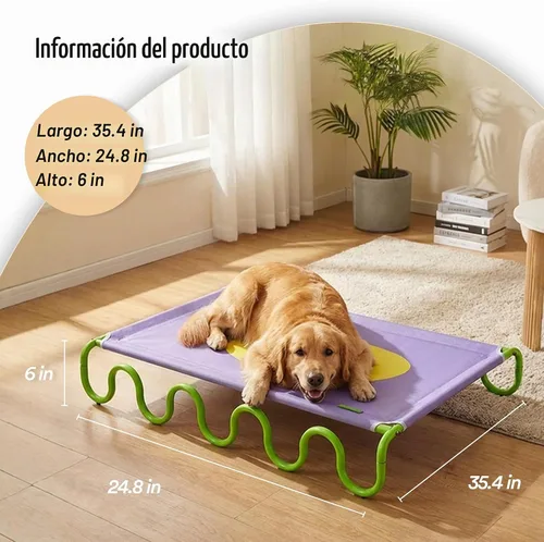 Vista 7 de ZEZE Cama elevada ondulada para mascotas, cama elevada transpirable para perros y gatos con marco de acero, tela Oxford duradera, catre refrescante