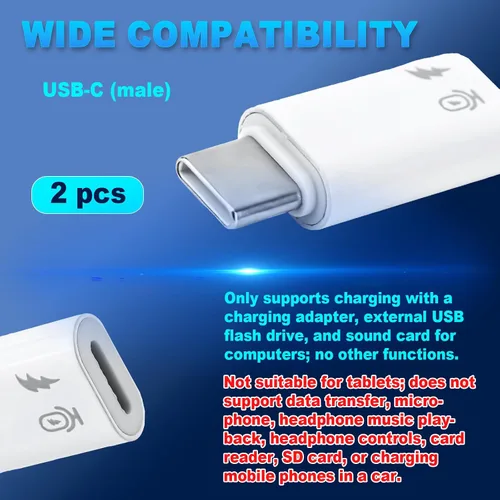 Vista 4 de 2pcs 8-Pin hembra a USB-C macho adaptador para iPhone 15/16