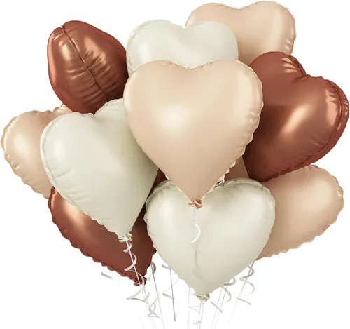 Vista 47 de Globos de corazón azul bebé, 10 piezas de globos en forma de corazón azul claro y blanco pastel, globos de papel de aluminio blanco arena crema