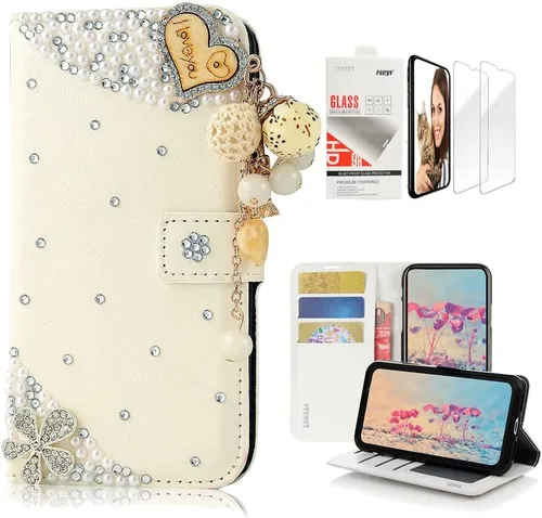 Vista 10 de Bling SSBLDwSPSeries-15 - Funda de piel con tapa y protector de pantalla, diseño 3D hecho a mano
