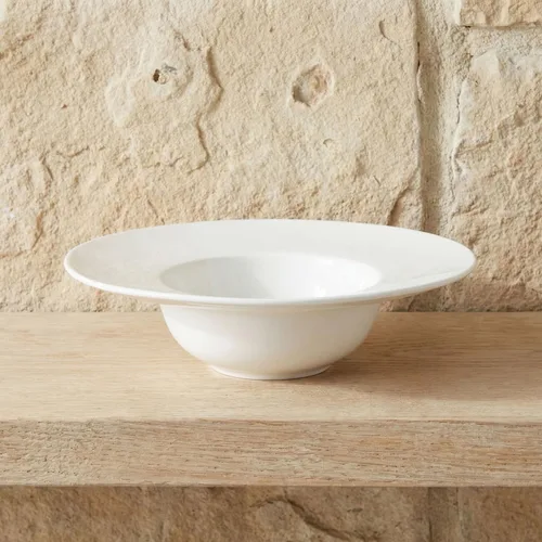Vista 7 de Tazón de sopa, plato de sopa con borde de 12 onzas, juego de 4 cuencos para pasta, plato blanco poco profundo, cuenco de sopa de cerámica de borde