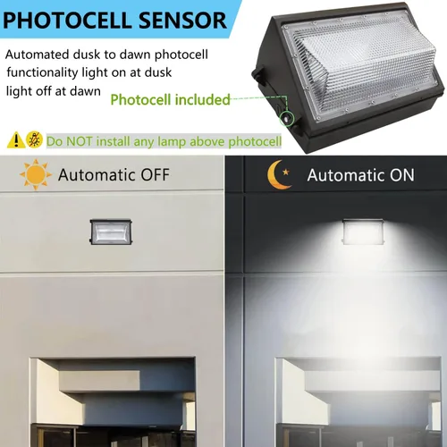 Vista 3 de Paquete de 2 lámparas LED de pared de 100 W del anochecer al amanecer, 13000LM 400-600W equivalente a HPS/HID, iluminación de seguridad al aire