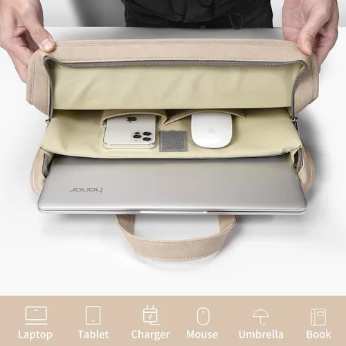 Vista 4 de Funda protectora de 360° para laptop de 13 a 14.2 pulgadas, compatible con MacBook Air Pro Max M4 M3 M2 M1, HP, Dell, Asus, Acer, con bolsas de Caqui