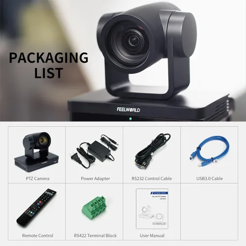 Vista 9 de FEELWORLD UHD4K12X 4K PTZ Cámara USB POE 12X Zoom óptico Pan Tilt Zoom, AI Auto Tracking Fcous SDI HDMI IP Control remoto para transmisión en vivo
