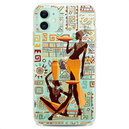 Vista 9 de Funda compatible con iPhone 14 13 Pro Max 12 Mini 11 Xs X 8 Plus Xr 7 SE 6s 5 Africano Tribal Diseño Femenino Lindo Beauty Lady Delgada Suave