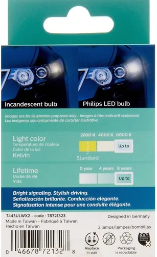 Vista 2 de Philips 7443 Ultinon - Bombilla LED (blanca), paquete de 2