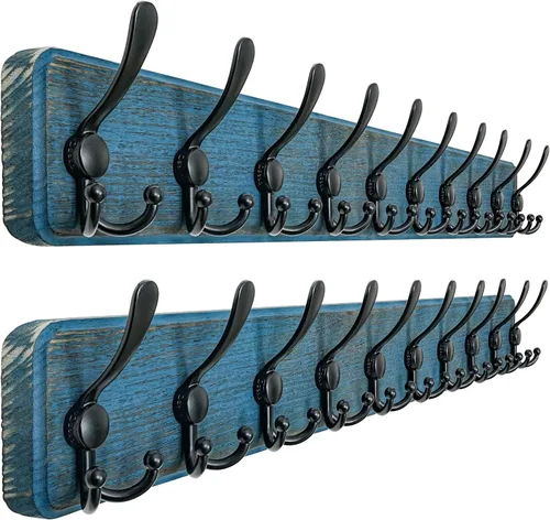 Vista 44 de Dseap Perchero de Pared Montado - 5 Ganchos Triangulares, Resistente, Perchero de Pared de Madera para Abriggos, Sombreros, Chaquetas, Ropa, Negro