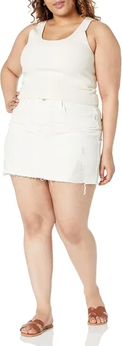 Vista 7 de The Drop Minifalda de mezclilla desgastada Ansh para mujer