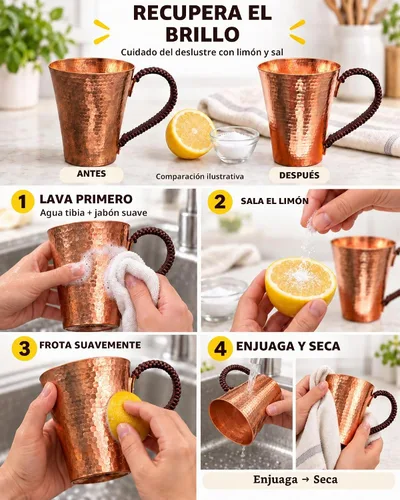 Vista 5 de Taza de cobre puro de 24 oz para agua potable
