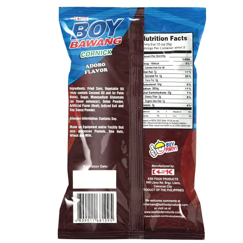 Vista 2 de Boy Bawang Cornick, Adobo - Nueces de maíz crujientes sabrosas y sin gluten, 3.54 onzas (3.53 oz), paquete de 3