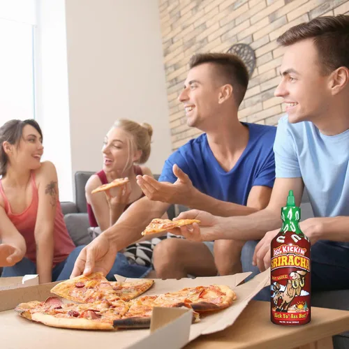 Vista 7 de Ass Kickin Sriracha salsa picante, botella de 18 onzas