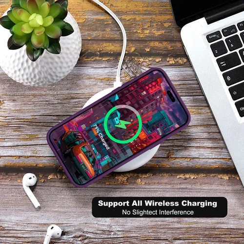 Vista 7 de Funda compatible con iPhone 14 Pro, silicona mejorada [protección de cámara] [forro de microfibra suave] Funda de goma de gel delgada cubierta Uva