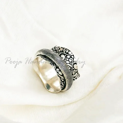 Vista 2 de Spinner Rings For Anxiety Women, 925 Silver Spinner Ring, Wide Band Ring, Meditation Ring Spinner, Fidget Spinner Ring, Spinning Silver Ring