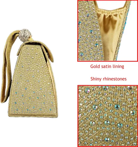 Vista 2 de Bolso de noche único con diamantes de imitación para mujer, bolso de mano triangular
