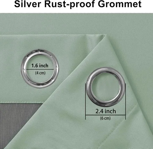 Vista 6 de DWCN Cortinas opacas completas, color verde salvia de 63 pulgadas de largo, 2 paneles 100% cortinas opacas para dormitorio, sala de estar, ventana