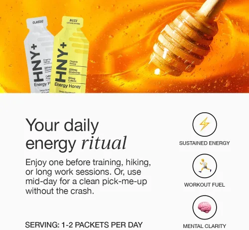 Vista 3 de HNY+ Gel energético de miel orgánica con electrolitos, magnesio, sal marina y potasio, sin gluten y vegano, geles de entrenamiento, para gimnasio
