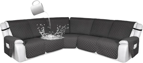 Vista 56 de HDCAXKJ Fundas de sofá seccional reclinable 100% impermeable, forma de L, funda de sofá reclinable lavable acolchada suave para mascotas, perro