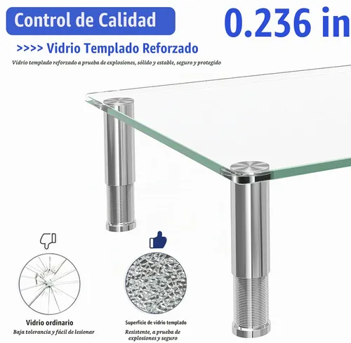 Vista 5 de Simple Trending - Paquete de 2 soportes para monitor de vidrio templado, ajustable, transparente