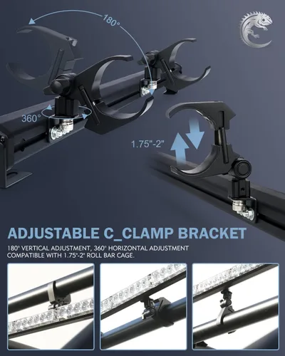 Vista 3 de Barra de luz LED estroboscópica de 30 pulgadas para UTV con soporte de montaje para jaula de protección de 1.75"-2" Luz de persecución trasera