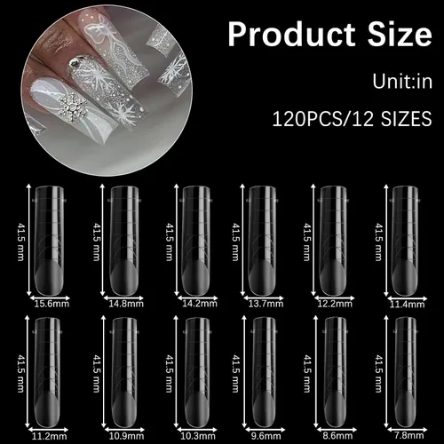 Vista 3 de 120 piezas de gel de extensión de polietileno con formas de uñas dobles con constructor de escamas para uñas de gel de manicura, diseño artístico
