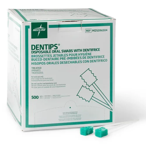Vista 2 de Medline DenTips - Hisopos orales tratados, color verde, paquete de 10 hisopos