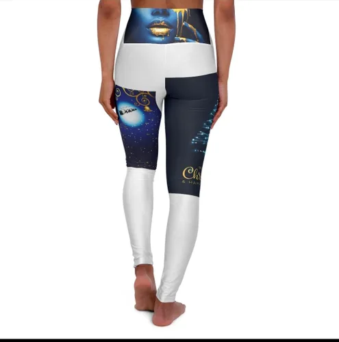 Vista 4 de Kiss Me Under The Mistletoe - Pantalones de yoga para mujer, cintura alta, control de abdomen, con bolsillos, leggings para pilates, entrenamiento