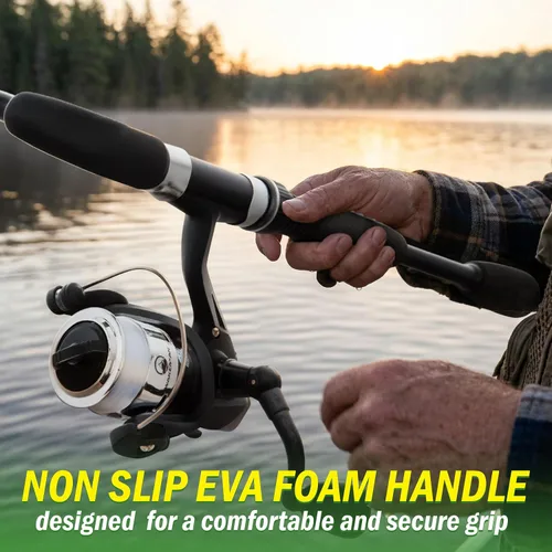 Vista 5 de Wakeman Fiberglass Fishing Rod and Reel Combo – 2-Piece 65-Inch Medium Action Spinning Rod Set for Lake Fishing