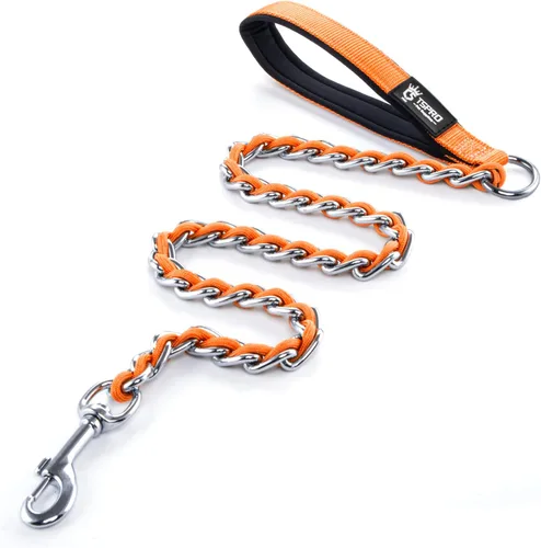 Vista 13 de TSPRO Correa de perro a prueba de mordeduras de acero inoxidable para perro, cadena de metal, correa de entrenamiento para perros con mango suave