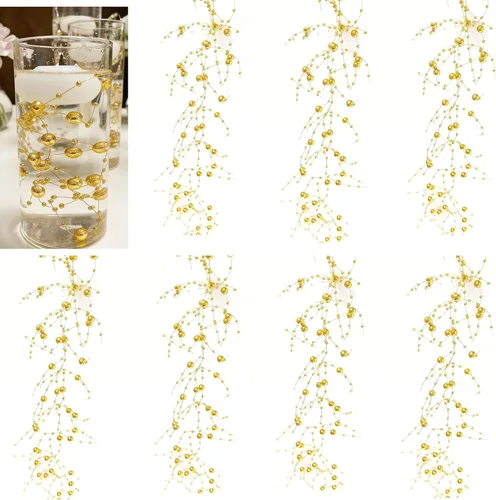 Vista 13 de TeaSu 12 piezas de cuerda de perlas, para centro de mesa de boda, relleno de jarrón y decoración para velas flotantes (azul)
