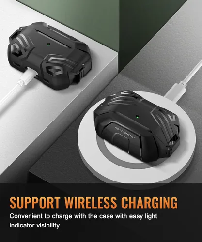 Vista 4 de MOBOSI Funda para AirPods Pro 2 con cerradura, compatible con funda Airpod Pro de 2ª/1ª generación, funda protectora de grado militar con kit