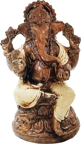 Vista 23 de Ganesha - Cabeza de elefante y cuerpo humano que elimina obstáculos del camino de uno, decoración de dormitorio, oficina en casa, estatua Rojo