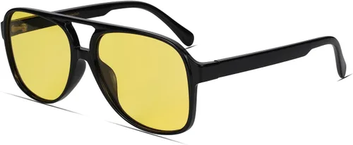 Vista 8 de Freckles Mark Lentes de sol clásicos estilo retro de los años 70 para mujeres y hombres, montura estilo aviador, cuadrada, grande y de moda