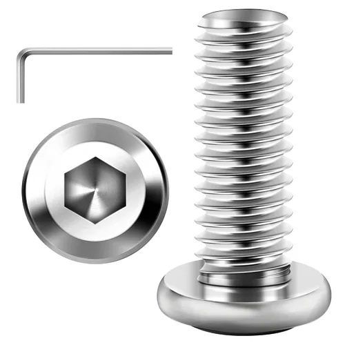 Vista 11 de Mywish M5 x 8mm 20 piezas de tornillos de cabeza plana con rosca hexagonal, pernos de acero inoxidable 304 para muebles con rosca completa, óxido