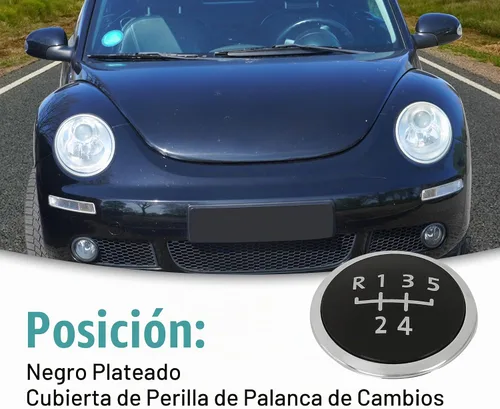 Vista 2 de ACROPIX Cubierta de emblema de palanca de cambios de 5 velocidades para Volkswagen Beetle, color negro y plateado