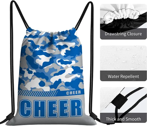 Vista 46 de Mochila con cordón impermeable para gimnasio, bolsas con cordón, bolsa de cuerda deportiva, mochila de camuflaje, Bolsas con cordón Cheer - Bolsas