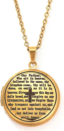 Vista 6 de Medallón religioso de la Biblia, que puede contener imágenes, grabado en inglés, señores bíblicos, oración, oración, collar de cruz de oración