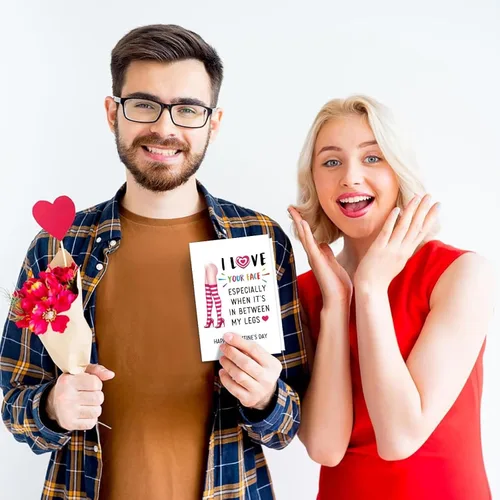 Vista 4 de JUESMOS Divertida tarjeta del día de San Valentín para él, marido, novio, tarjeta traviesa del día de San Valentín para marido, hombres, prometido