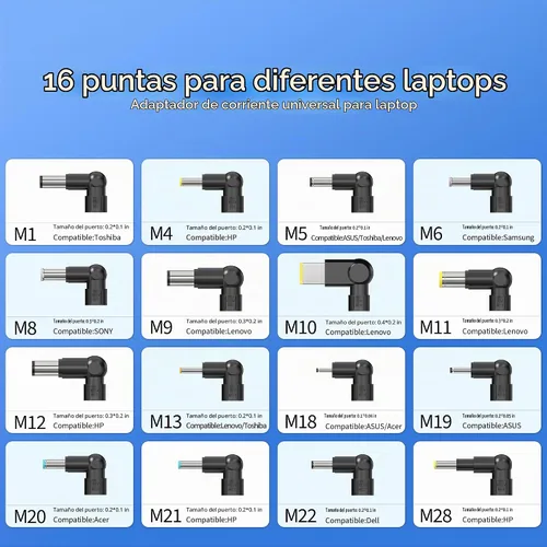 Vista 3 de Adaptador de CA universal de 90 W, cargador para laptop compatible con Lenovo HP Dell ASUS Acer Samsung Gateway Notebook Ultrabook Chromebook Negro