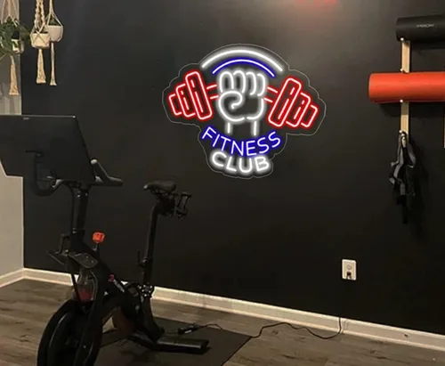 Vista 2 de Letrero de neón con barra de luces LED de neón para decoración de gimnasio, gimnasio, sala de entrenamiento, centro de fitness, club deportivo