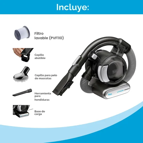 Vista 2 de Black+Decker BDH2020FL - Aspiradora flexible de litio, 20 V max, con cepillo para pelo de mascotas, inalámbrica
