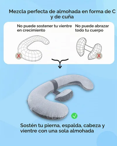 Vista 3 de QUEEN ROSE Almohada de embarazo en forma de E con cuña desmontable, almohada de maternidad ajustable de cuerpo completo para dormir, funda