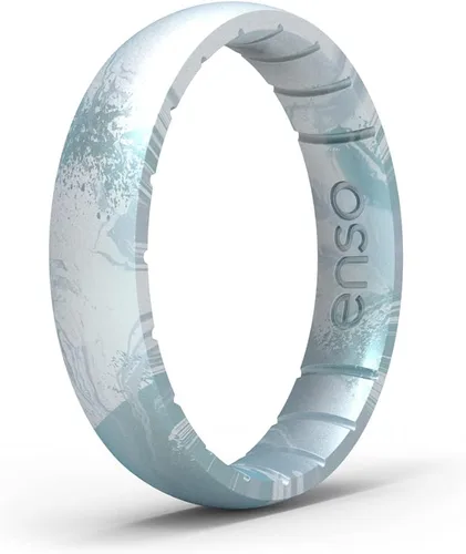 Vista 10 de Enso Rings Anillo de silicona fino hecho a mano, diseño cómodo y flexible, 0.169 in de ancho, 0.069 in de grosor