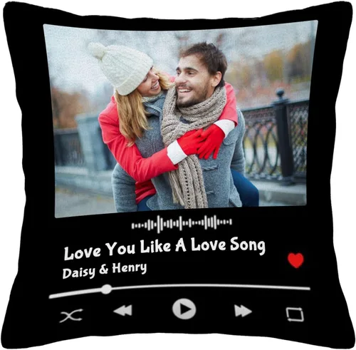 Vista 2 de Custom Pillows with Picture Name Personalized Throw Pillow Cover with Photos Text - Gifts for Couple Family Christmas Valentine's Day Birthday