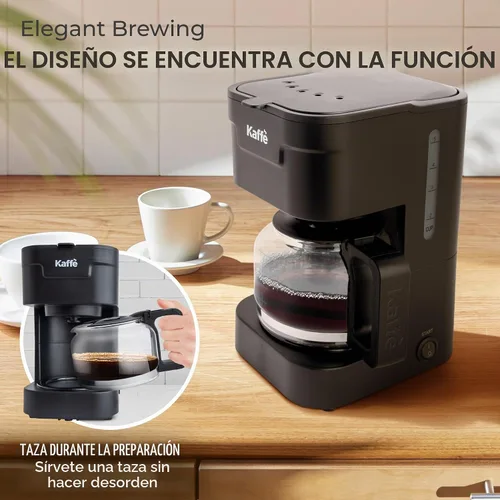 Vista 6 de Kaffe - Cafetera (25 onzas / 25.4 fl oz), función de mantener el calor, lavable y lavable, filtro de cesta extraíble, compatible con filtros de Negro