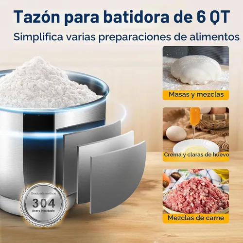 Vista 3 de VIVOHOME Batidora de pie 3 en 1, batidora de cabeza inclinable de 6 cuartos Negro
