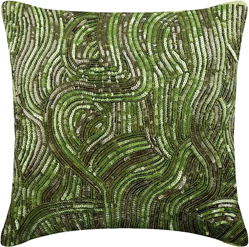 Vista 10 de The HomeCentric Fundas de almohada decorativas con bordes de 12 x 12 pulgadas Funda de cojín de seda de arte moderno Fundas de almohada verdes