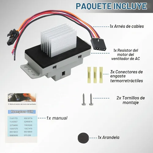 Vista 6 de Kit de resistencias de motor de ventilador HVAC compatible con Chevy 2003, 2004, 2005, 2006, 2007, Chevy, GMC Silverado, Tahoe, Suburban, Avalanche