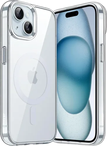 Vista 11 de JETech Funda magnética para iPhone 15, color negro y blanco Compatible con MagSafe, funda protectora a prueba de golpes, resistente a